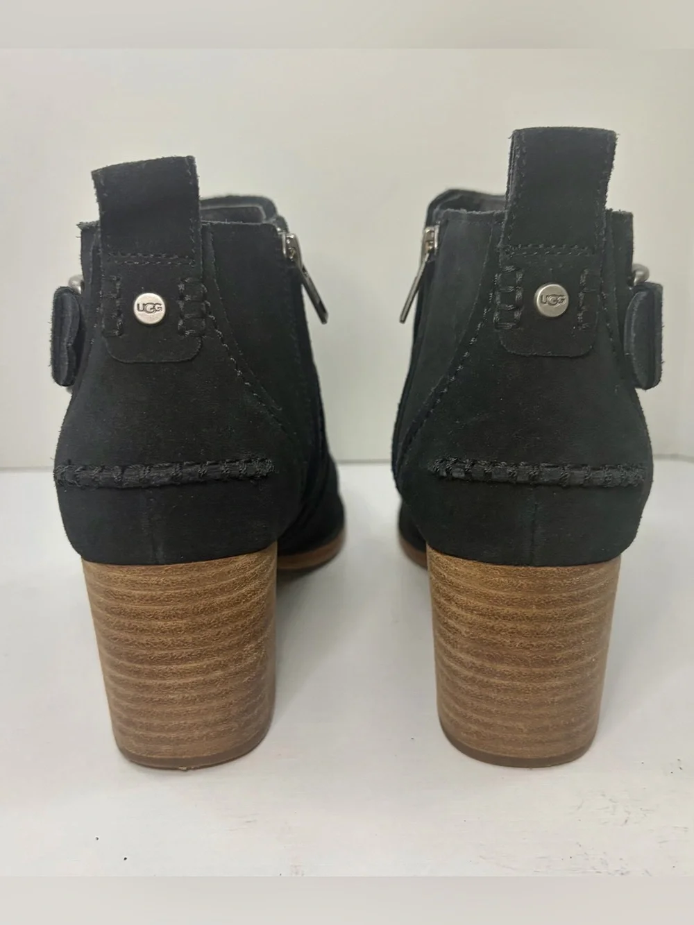 UGG Leahy Suede Ankle Boot Black Buckle Accent Size 8 1/2